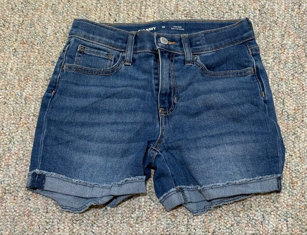 Big Girls size 12 Old Navy Blue High-Rise Built-In Tough Denim Shorts